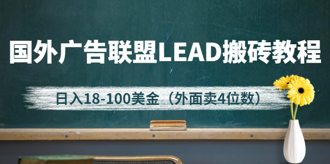 国外广告联盟赚钱教程：卖4位数的LEAD搬砖教程，日入18-100美金（教程+软件）